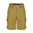 thumbnail image 6 of YUGYXL Drawstring Cargo Shorts for Men Stretch Waist Sport Shorts Exercise Shorts Hiking Shorts Brown S, 6 of 7