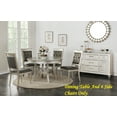 thumbnail image 6 of Traditional Formal Round Dining Table 4x Side Chairs Tufted Back Seats Upholstered Kitchen 5pc Set Silver Dining Room Furniture, 6 of 8