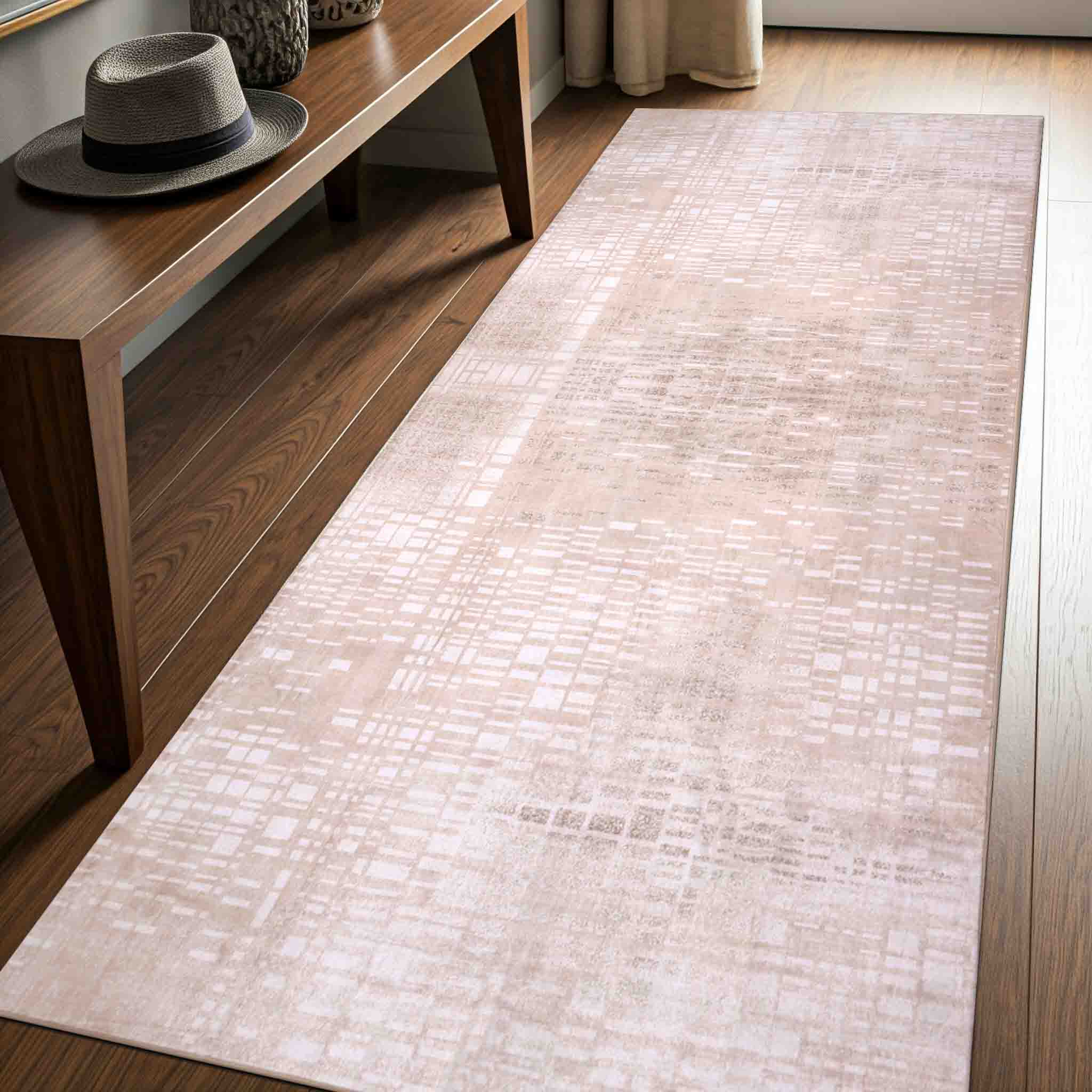 Delara 2.5'x7' Machine Washable Area Rug, Soft & Durable, Non-Slip, Stain Resistant, Urban Veil, for Bedroom, Living & Dining Room