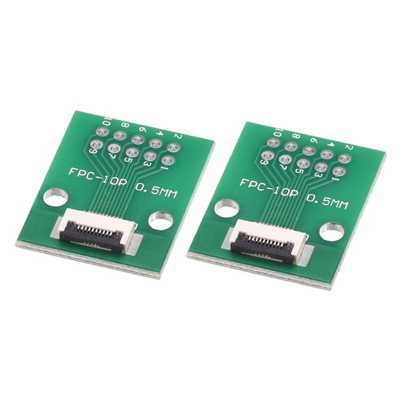 Uxcell FPC Converter Board 10P 0.5mm on Socket Side, Back 1.0mm, to DIP 2.54mm 2 Pack
