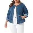 thumbnail image 4 of Agnes Orinda Women's Plus Size Denim Jacket Button Down Anorak Utility Casual Cargo Jackets with Pockets 2025 Outfits 4X Blue, 4 of 6