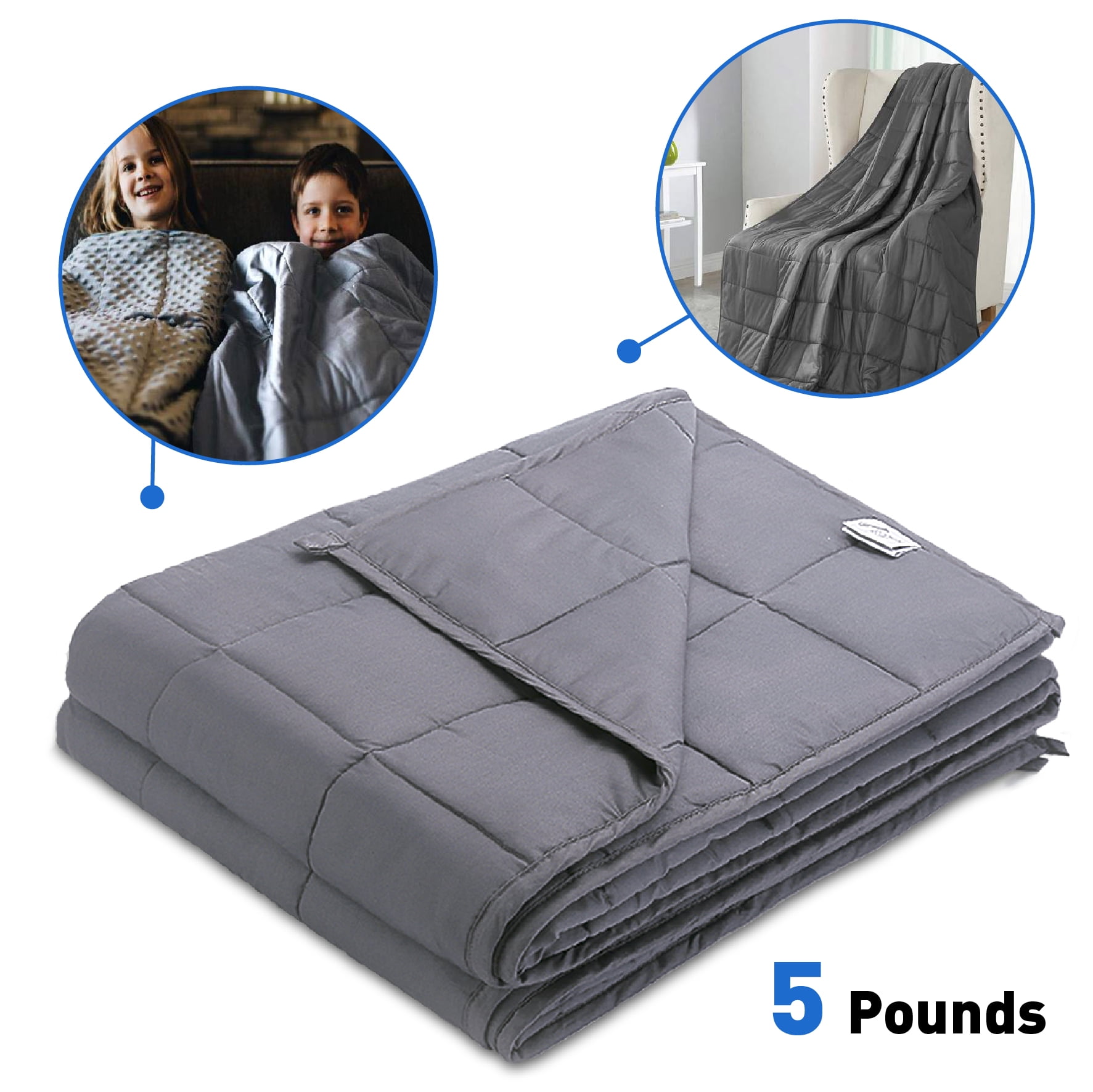 EasyGo Premium Kids Children's Weighted Blanket - (48" X 36") - 6" 5
