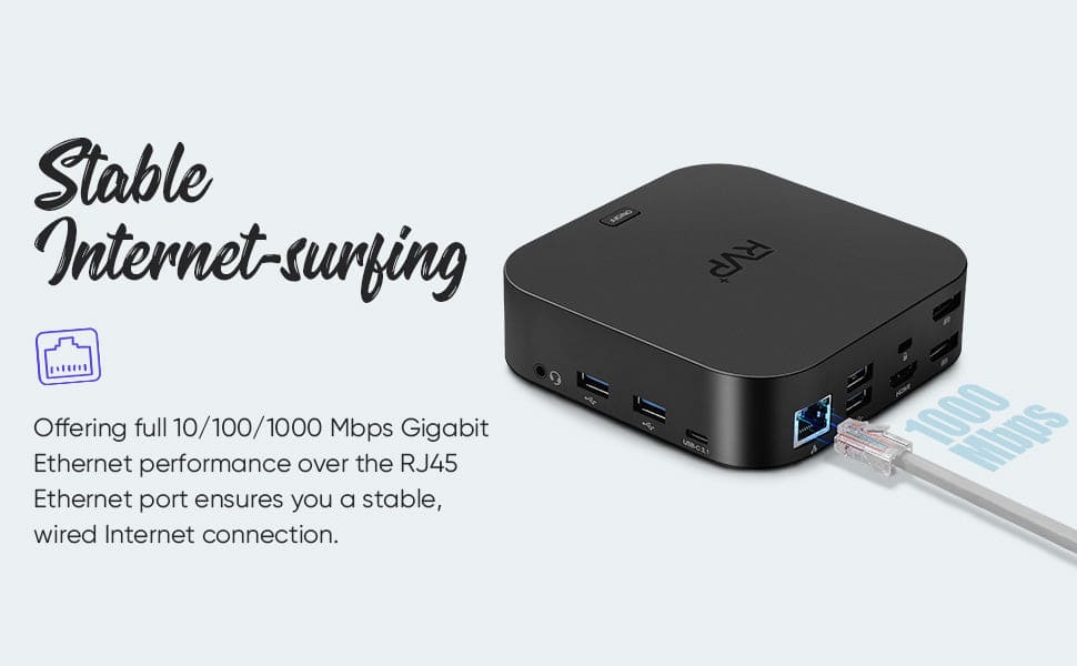 RVP+ Docking Station 3 Monitors, 13-in-1, Triple Display-4K HDMI & DisplayPort Dual Monitors, 5Gbps USB-C/A Data Transfer, 100W Laptop-Charging, Gigabit Ethernet, Audio (RVP-082321)