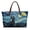 Blue - Starry Night Cat, variant on ZUXONGSY Rose Skull Crown Print Top Handle Tote Bag for Women Portable Top Handle Bag Fashion Satchel Handbags with Zipper for Excursions Shopping