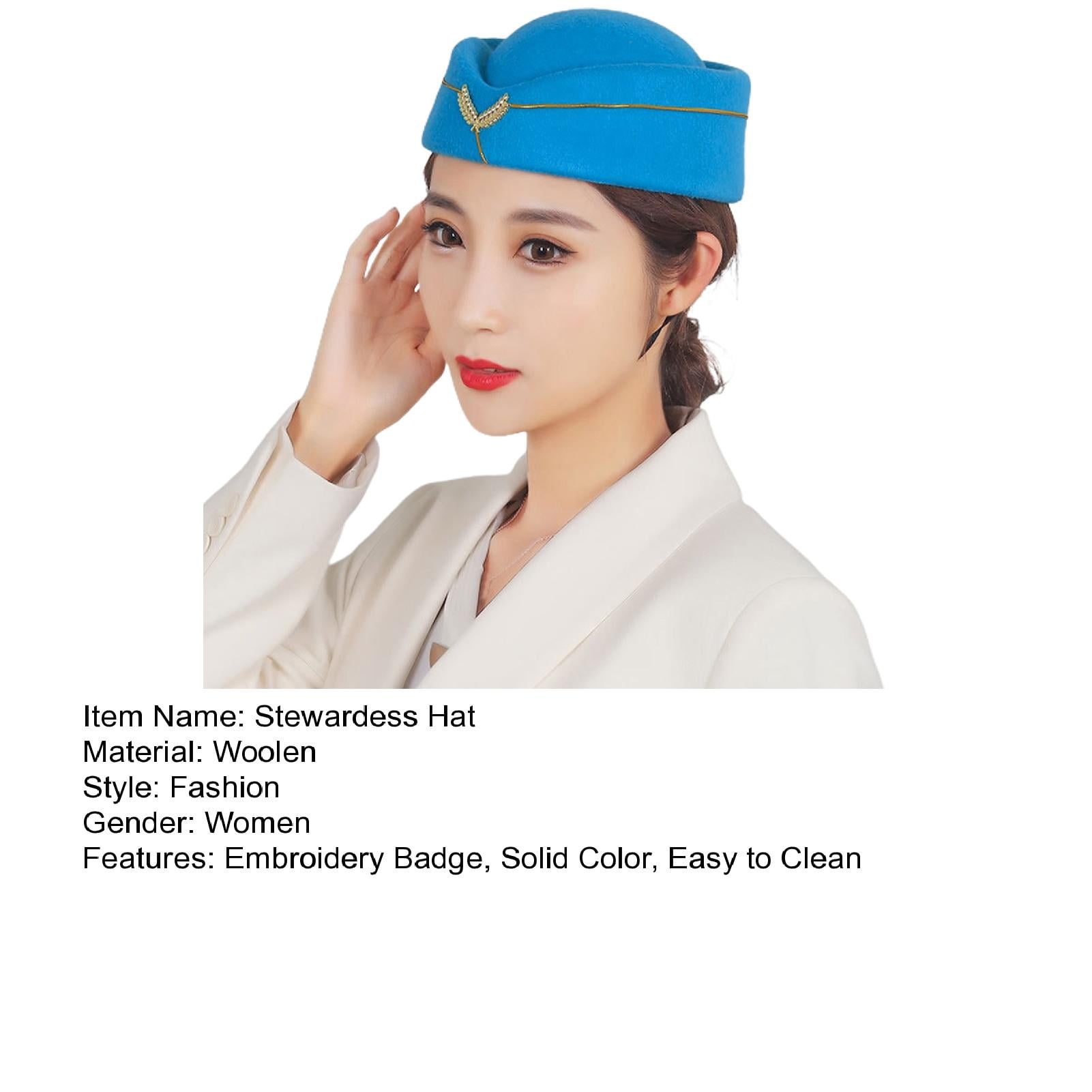 Blue hat - Colorful Women Beret Elegant Stewardess Hat Berets Band Costume Berets Hat Stewardess Beret Black Beret Hats  main image 3