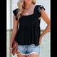 thumbnail image 4 of Blusa Informal de Mujer con Cuello Cuadrado, Volantes y Mangas , Estilo Babydoll, Color Negro, Talla XL, 4 of 10