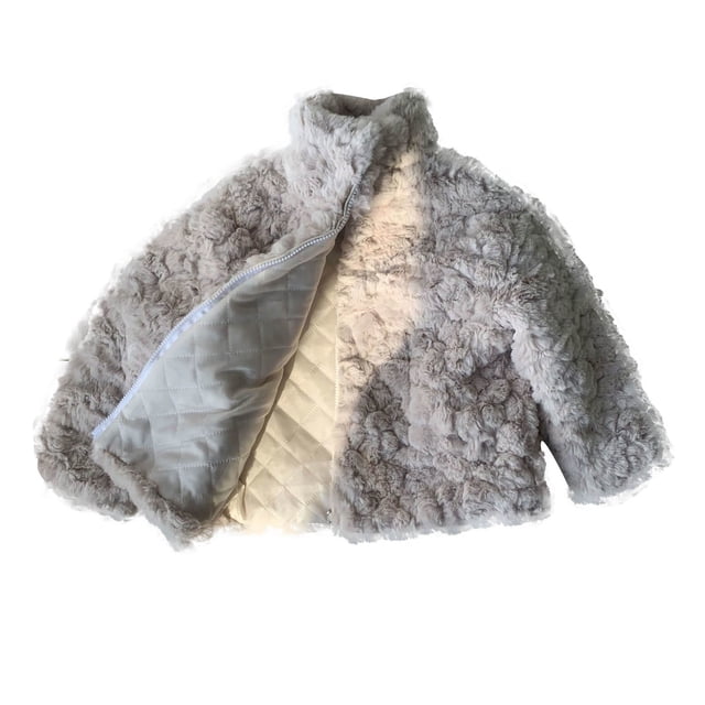 RXIRUCGD Manteau à Manches Longues pour Enfants, Col Rond, Couche Inférieure en Cuir, Gris, Taille : 100