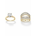 thumbnail image 4 of PalmBeach Jewelry Round Cubic Zirconia 2-Piece Multi-Row Jacket Wedding Ring Set 4.26 TCW in 18K Gold or Platinum Plated Sterling Silver, 4 of 6