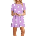 thumbnail image 2 of Birdeem Robes de Mode pour Femmes Été Décontracté Col Rond Manches Courtes Robe Imprimée, 2 of 12