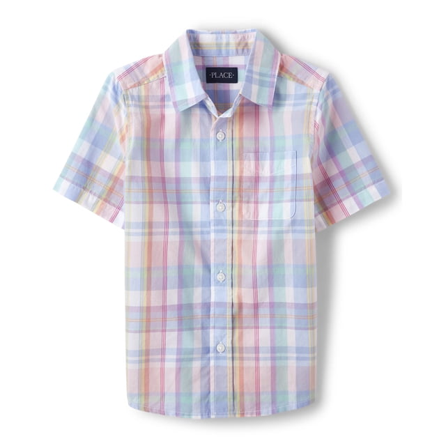 Camisa The Children's Place de manga corta con botones, rosa 16