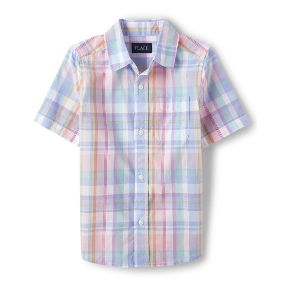 Camisa The Children's Place de manga corta con botones, rosa 16