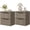 Grey, variant on SICOTAS Modern Fluted 2 Drawer Nightstands Set of 2, Small Wooden Bedside Tables with Drawers & Black Handles, End Table for Bedroom, Living Room in Light Grey
