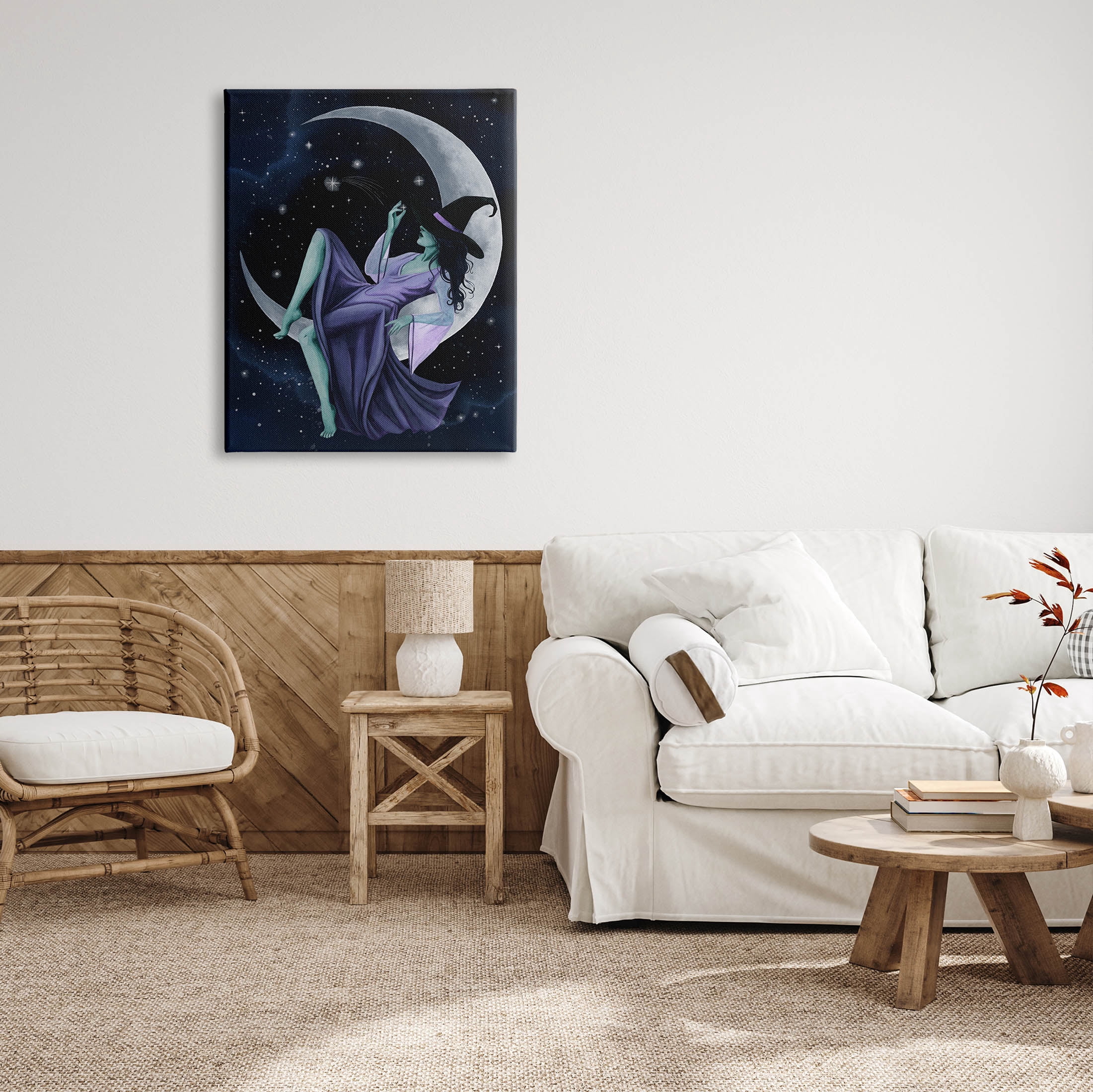 Stupell Industries Witch Relaxing Crescent Moon Painting Gallery Wrapped Canvas Print Wall Art, Design by Grace Popp