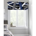 thumbnail image 4 of Kitchen Cafe Valance Curtain for Small Windows,Blue White Gray Geometric Stripe Rod Pocket Short Valances Abstract Line Art on Black Window Treatment Panel for Living Room/Bedroom/Bathroom,54x18in, 4 of 9