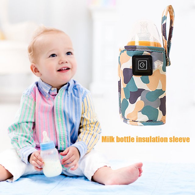 Calentador De Agua Con Leche Calentador de biberón USB portátil para bebés en movimiento para viajes a casa (camuflaje wh Wdftyju Libre de BPA