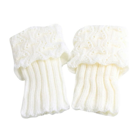 

GHPKS 1 Pair Women s Crochet Boot Cuffs Autumn Spring Short Socks Toppers Women Crochet Knit Shell Elastic Leg Calf Warmers