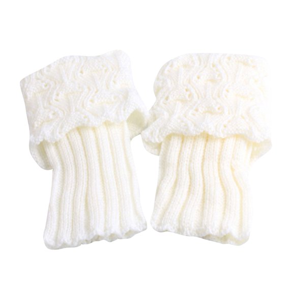 ZCNKMX Women's Crochet Knitted Boot Cuffs, Short Boots Socks with Warm Leg Warmers, Stylish and Cozy for Winter Outfits, Easily Fits Over Boots, White