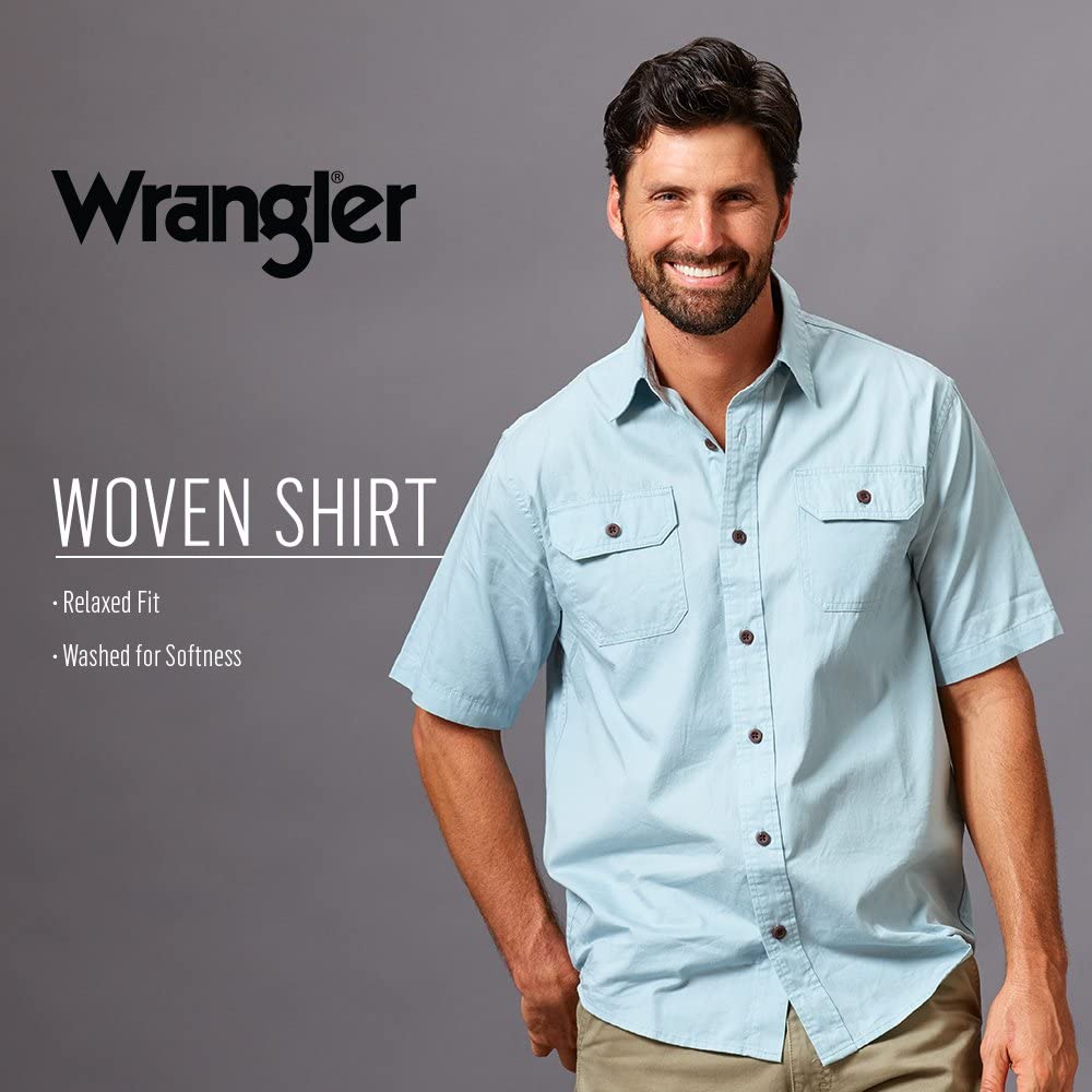 Wrangler Authentics mens Short Sleeve Classic Woven Button Down