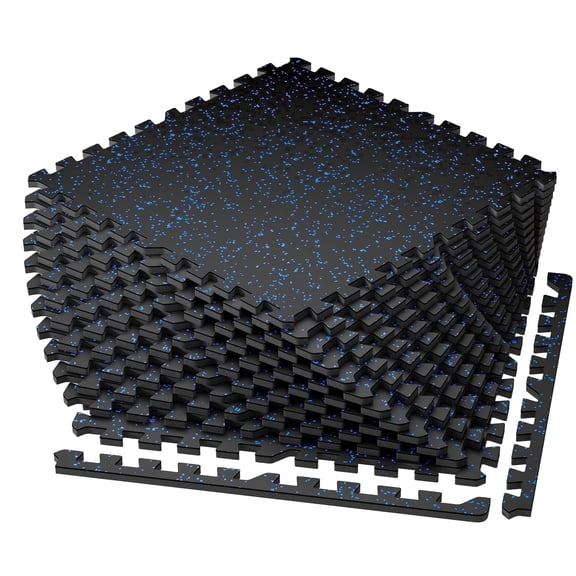 Amadwell 12Pcs Interlocking Workout Mats, 0.56" Thick Rubber Top EVA Foam Gym Flooring, 48 Sq Ft High Density Protective Tiles for Home Gym & Exercise