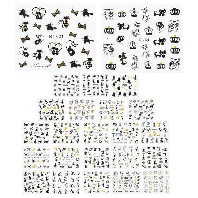 16Pcs Nail Art Stickers 3D Self-Adhesive Adorable Animal Pattern Sticker