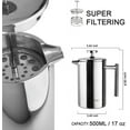 thumbnail image 5 of Secura French Press Coffee Maker, 304 Grade Stainless Steel Insulated Coffee Press with 2 Extra Screens, 17oz (0.5 Litre), Silver, 5 of 7