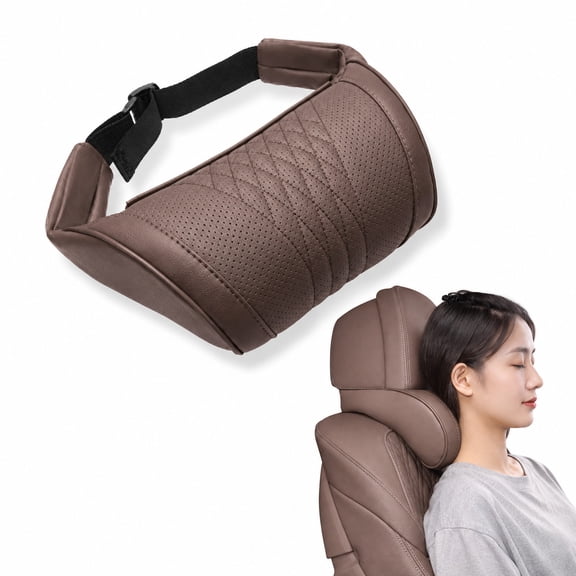 Car Headrest Neck Pillow Memory Foam Leather Auto Head Cushion
