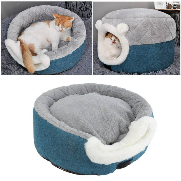 Sleeping Kitten Bed Multipurpose Semi Cave Design Removable Warm Cat Bed For Kittens Dual Use Quilted Warm Cat House Dark Green And Gray M Walmart