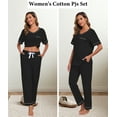 thumbnail image 4 of ANLIQI 100% Cotton Pajamas for Women Short Sleeve Sleepwear & Pants 2 Piece Pjs Loungewear Pj Set with Pocket S-XXL(Black,S), 4 of 7