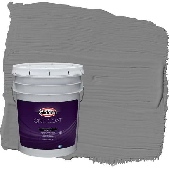 Glidden One Coat Dover Gray / Grey Satin Exterior Paint with Primer, 5 Gallon