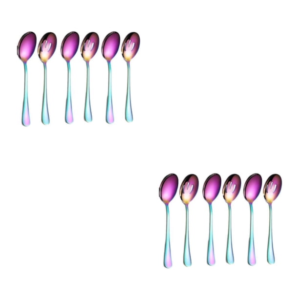 Cateissary 6 unids/set cucharas de acero inoxidable duraderas y seguras para cubiertos de acero inoxidable diarios sin preocupaciones colores colores 2Conjunto