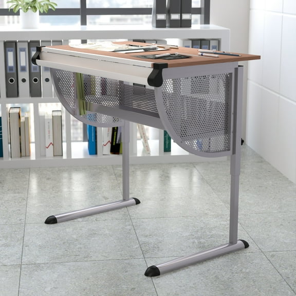 Emma Oliver Adjustable Drawing and Drafting Table with Pewter Frame