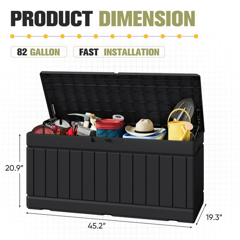 Homall 82 Gallon Outdoor Storage in Resin Deck Box 45.66in Width