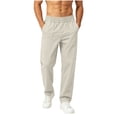 thumbnail image 2 of BADHUB Mens Chino Pants Straight Fit Drawstring Pant Lightweight Flat Front Loose Fit Trousers with Pockets Beige XL, 2 of 7