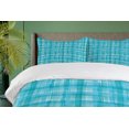 thumbnail image 3 of Ambesonne Abstract Duvet Cover Sets, Marine Hand Drawn Streaks, 2-King, Sea Blue Aqua Pale Teal, 3 of 5
