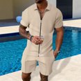 thumbnail image 2 of toraway Mens Suits Classic Fit 2 Piece Regular Fit Autumn Mens Spring and Summer Leisure Sports Comfortable Breathable Sweat Absorbing Short Sleeved Shorts Two Piece Set XXXL, 2 of 4