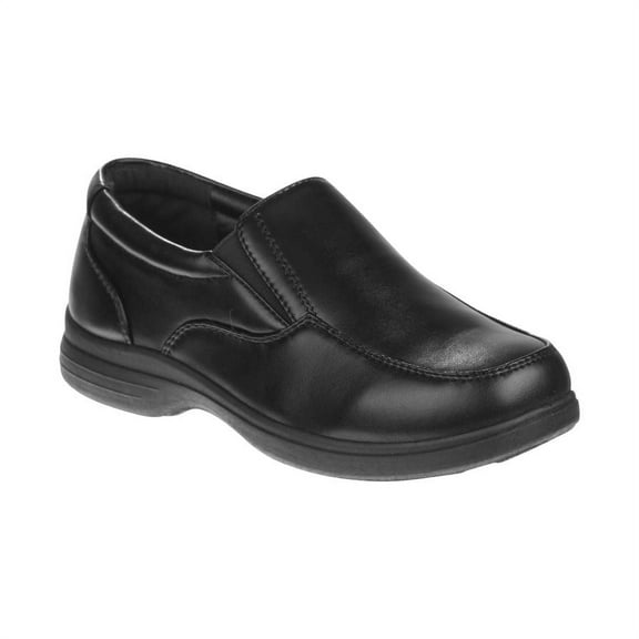 Josmo Slip On Boys Tween School Uniform Leather Dress Shoes, Black, 4