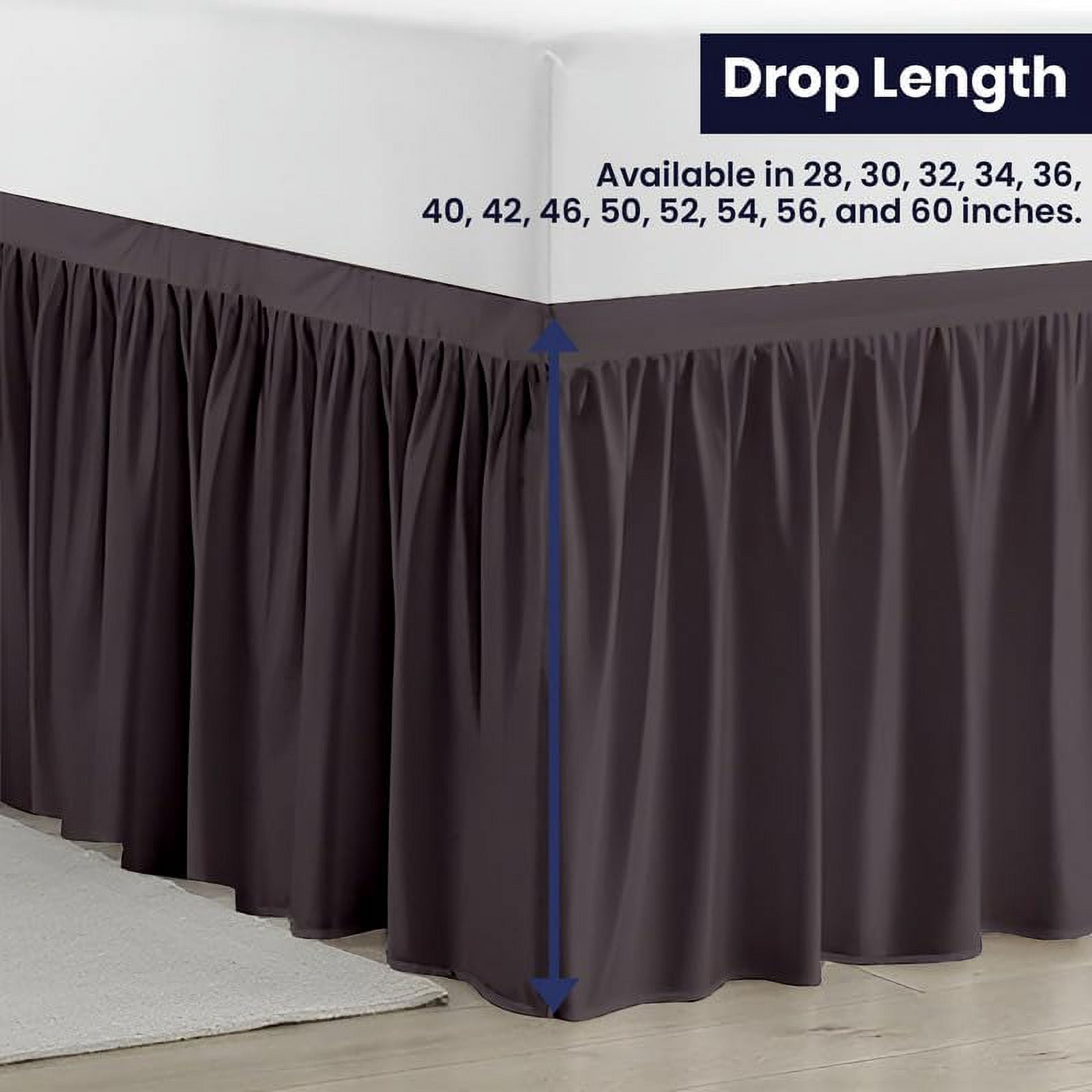 Dorm Bed Skirt Twin XL 60" Drop, College Dorm Room Bed Skirts Easy to Put On Twin XL Size Dust Ruffle Dorm Sized Bed Skirts, 600TC Egyptian Cotton Bed Skirt, (Grey, Twin-XL - 60" Drop)