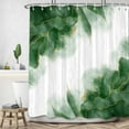 Green & Gold Marble Shower Curtain Set with Hooks, 72x72 Inch