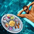 thumbnail image 2 of Floating Drink Holder for Pool, Inflatable Refreshment Table Tray Beach Party Float Lounge Outdoor Cup Holder Portable Serving Bar with 8 Holes - Silver, 2 of 7
