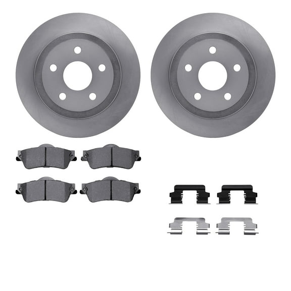 Dynamic Friction Company Rear Brake Rotors with 5000 Advanced Brake Pads includes Hardware 6512-52070