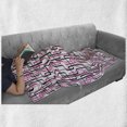 thumbnail image 6 of Geometric Soft Flannel Fleece Blanket, Sixties Inspired Wavy Lines Vibrant Image Curved Stripes Funky Pattern, Cozy Plush for Indoor and Outdoor Use, 50" x 70", Hot Pink White Black, by Ambesonne, 6 of 6