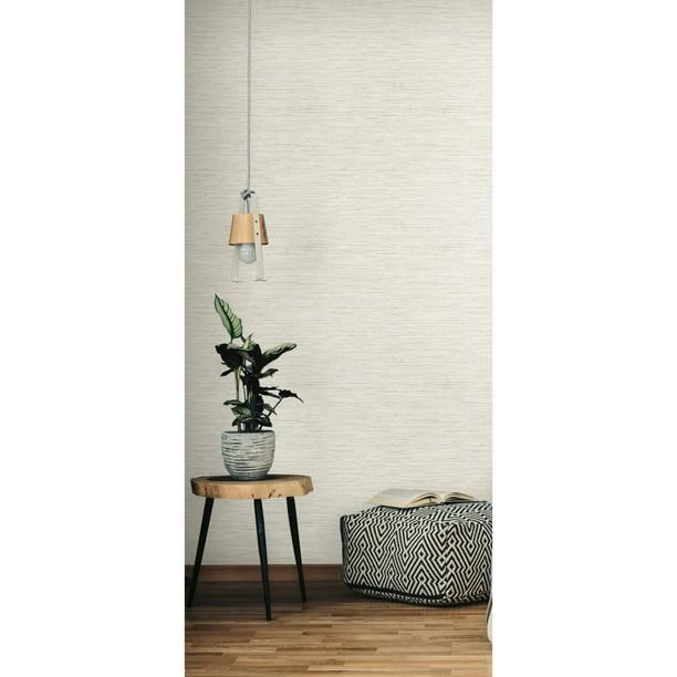 RoomMates Beige and Gray Grasscloth Peel and Stick Wallpaper Walmart