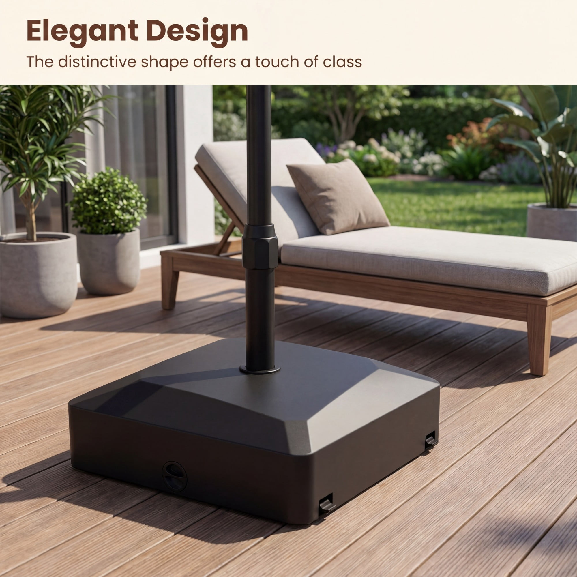 ELLEGNT Fillable Patio Umbrella Base - 176 lbs, 4 Mobile Wheels + 2 Locks, Fits 1.4-1.9" Pole