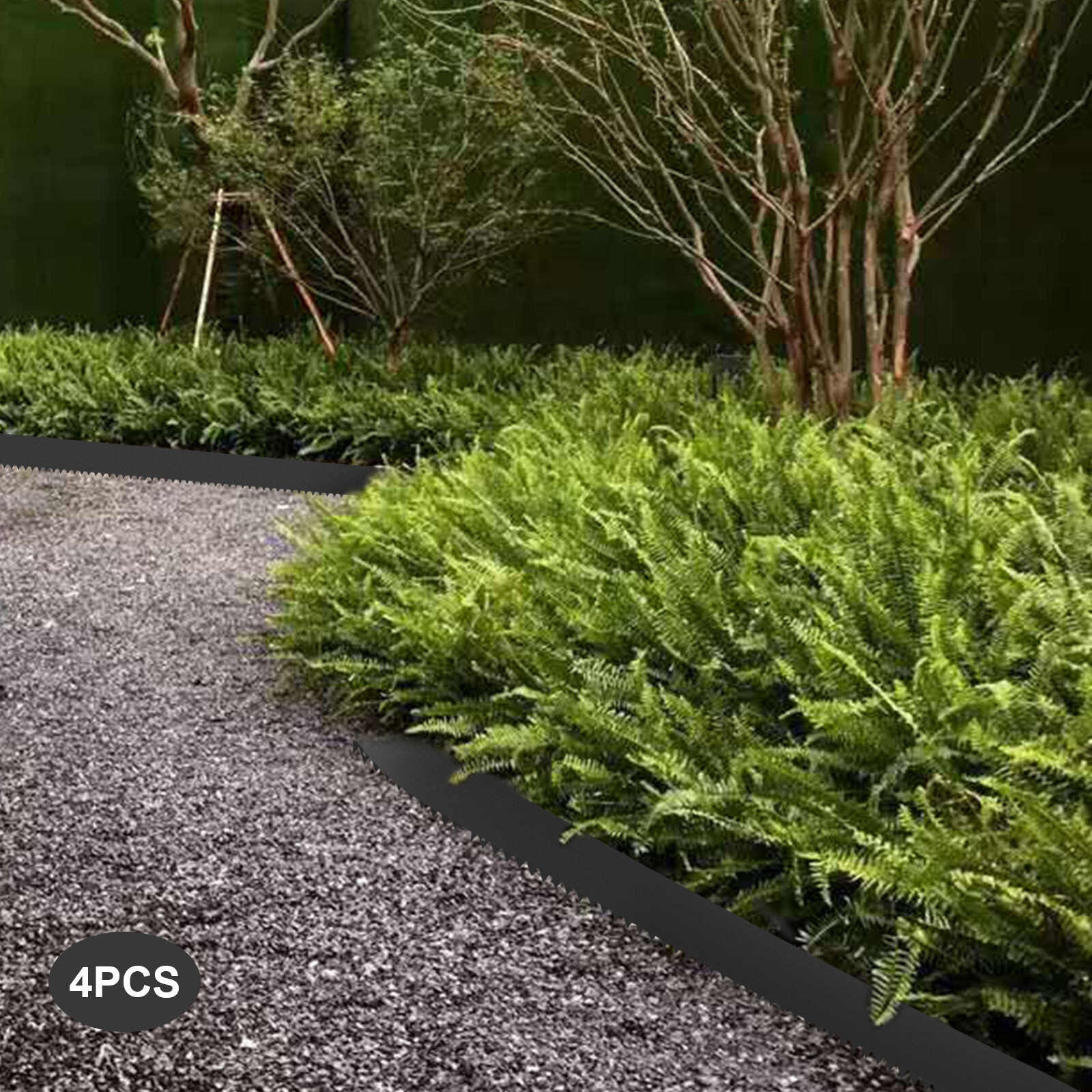 Landscape Edging 4Pc 6 inch Bendable Metal Garden Barrier Lawn Border Black for Gardens, Paths, Lawns