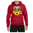 thumbnail image 2 of Elephant Sunflower Cute Love Animal Lover Unisex Graphic Hoodie Sweatshirt, Red, X-Large, 2 of 3