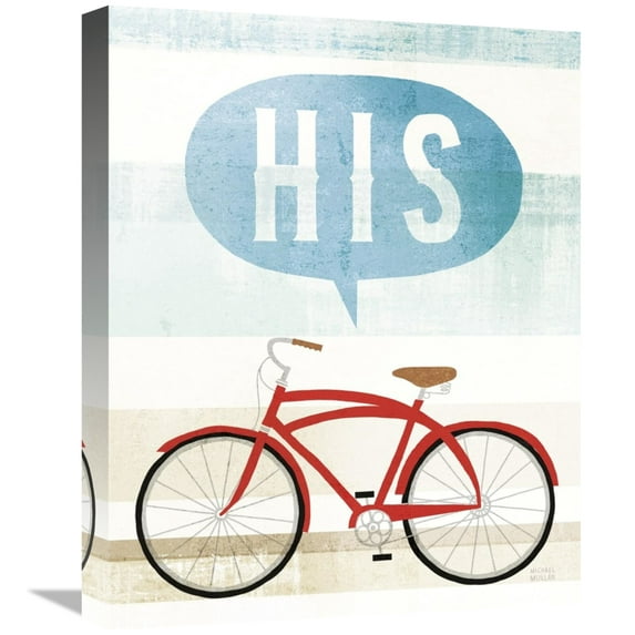 Global Gallery's 'Beach Cruiser His II' By Michael Mullan Stretched Canvas Wall Art