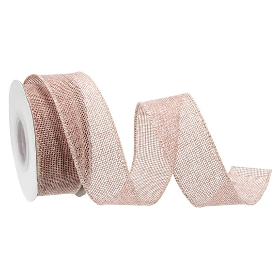 Burlap Ribbon Fabric Wired Edge Ribbons Khaki 1-1/2 Inch x 10 Yard Wired Ribbon for Gift Wrapping