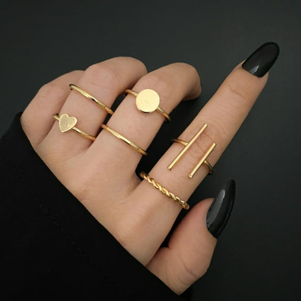 Boho Oro 22 Piezas Anillos De Corazón Conjunto Para Mujeres Vintage Geométrico Cruz Perla Mariposa Dedo Moda Joyería Regalo