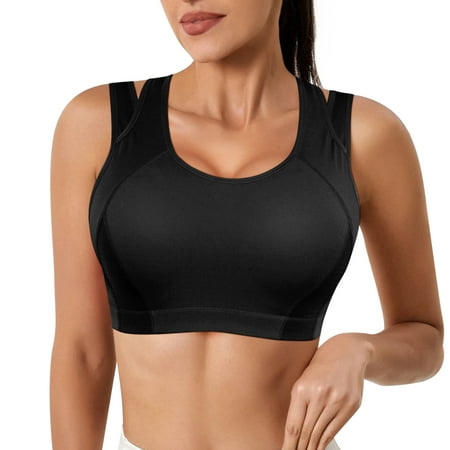 

Gotoly High Impact Sports Bras for Women Adjustable Racerback Yoga Bra Wirefree Support Padded Full Coverage Workout Bra(Black Small)