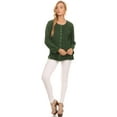 thumbnail image 5 of Sakkas Fedella Deep Scoop Neck Long Sleeve Blouse Top With Adjustable Back Straps - Green - 1X/2X, 5 of 5